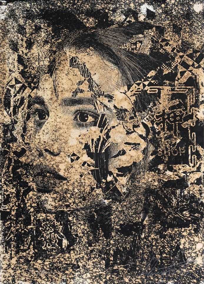 Vhils, ‘Subsume #1’, 2019, Print, Silkscreen, ink and bleach, Magda Danysz Gallery, Numbered, Handfinished