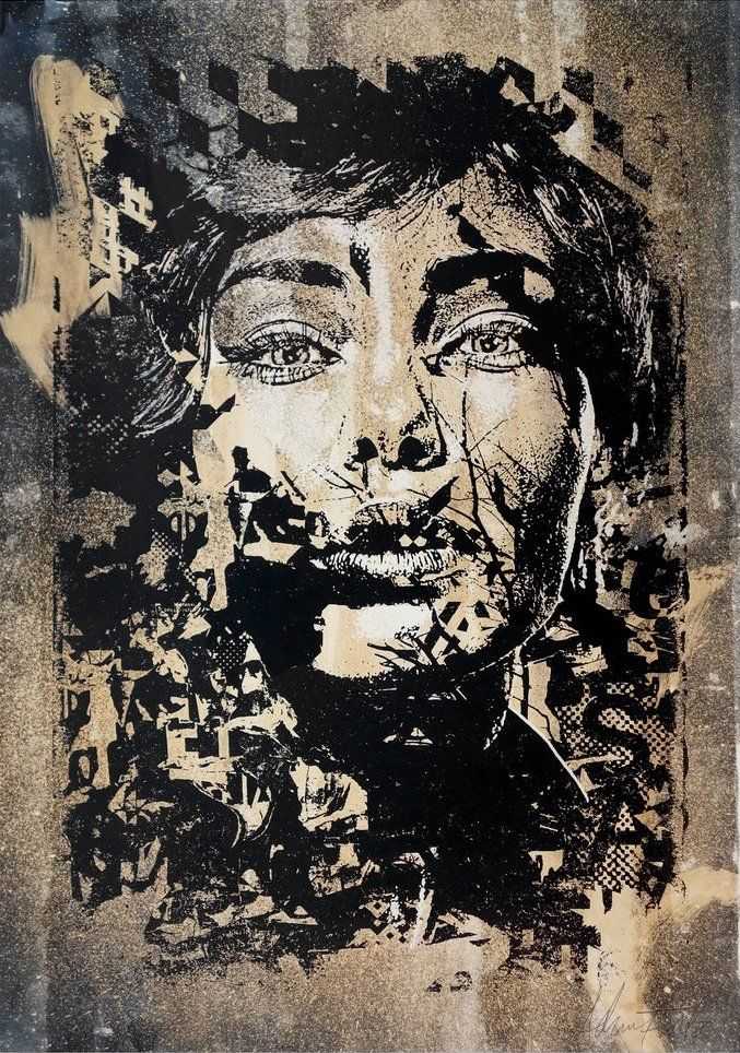 Vhils, ‘Tenuous’, 2016, Print, Screenprint acrylic ink, Quink ink, bleach, and acid on Hahnemühle 300gr paper (hand-finished), Underdogs Gallery, Numbered, Handfinished