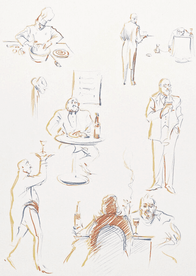 Wayne Thiebaud, ‘Bistro Sketches’, 1994, Print, Lithograph, null, Numbered