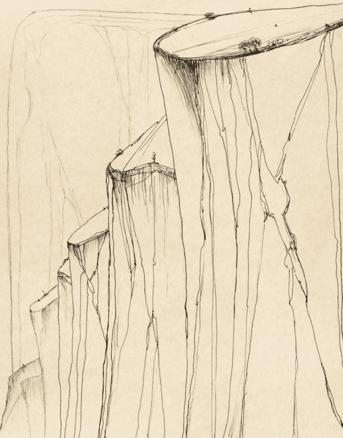 Wayne Thiebaud, ‘Canyon Mountains’, 2014, Print, Direct gravure on gampi paper chine collé, Crown Point Press, Numbered