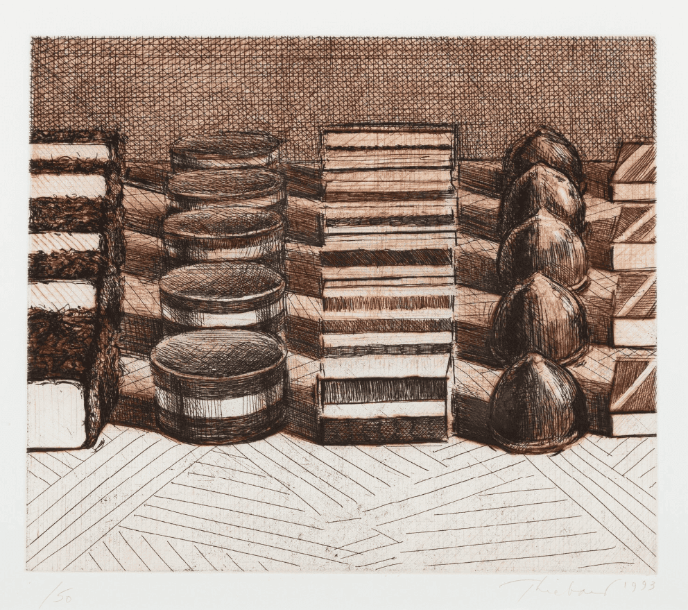 Wayne Thiebaud, ‘Chocolates’, 1993, Print, Etching and drypoint in colors on Somerset paper, Crown Point Press, Numbered, Dated