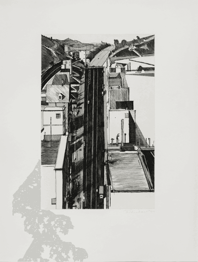 Wayne Thiebaud, ‘Downgrade’, 1979, Print, Etching and aquatint, Parasol Press, Ltd., Numbered, Dated