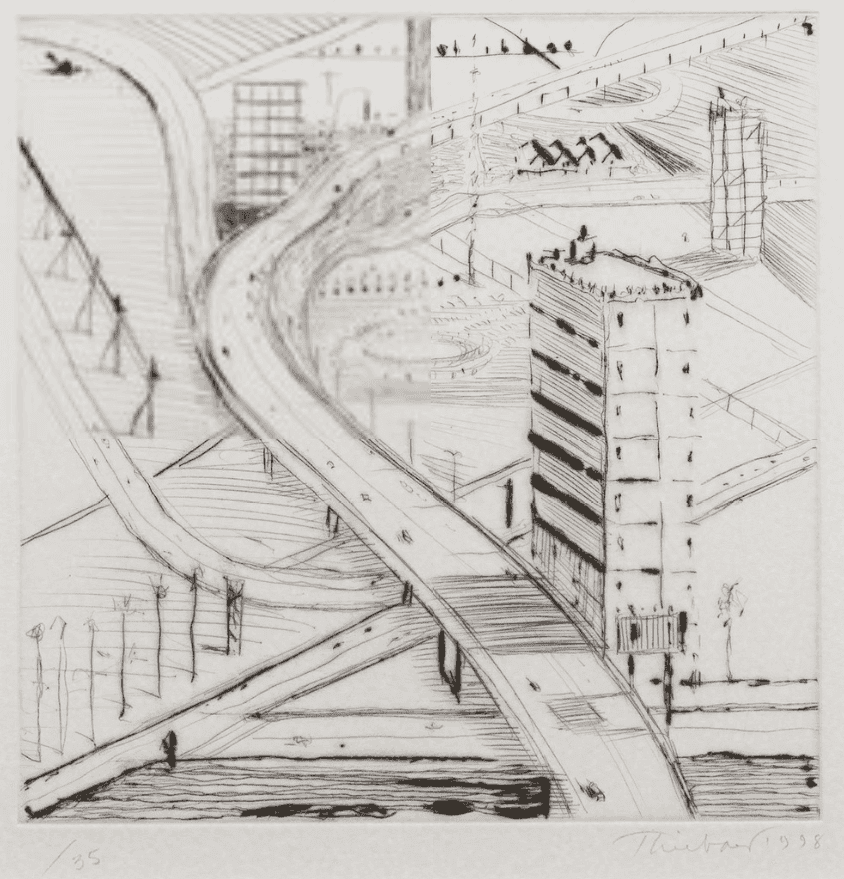 Wayne Thiebaud, ‘Freeway Building ’, 1998, Print, Drypoint, null, 