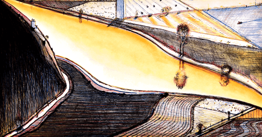 Wayne Thiebaud, ‘Hill River’, 2002, Print, Color drypoint with direct gravure and spit bite aquatint, Crown Point Press, 