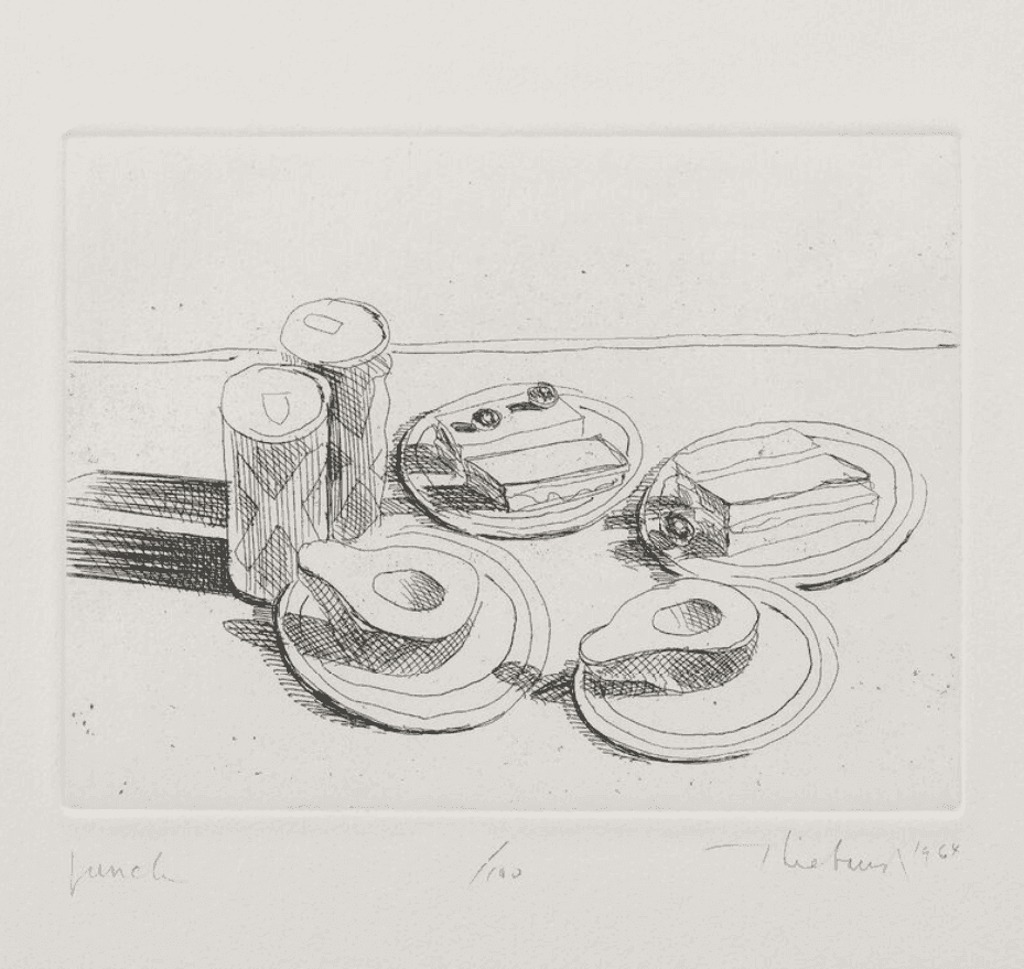 Wayne Thiebaud, ‘Lunch’, 1964, Print, Etching, on Rives BFK paper, null, Numbered