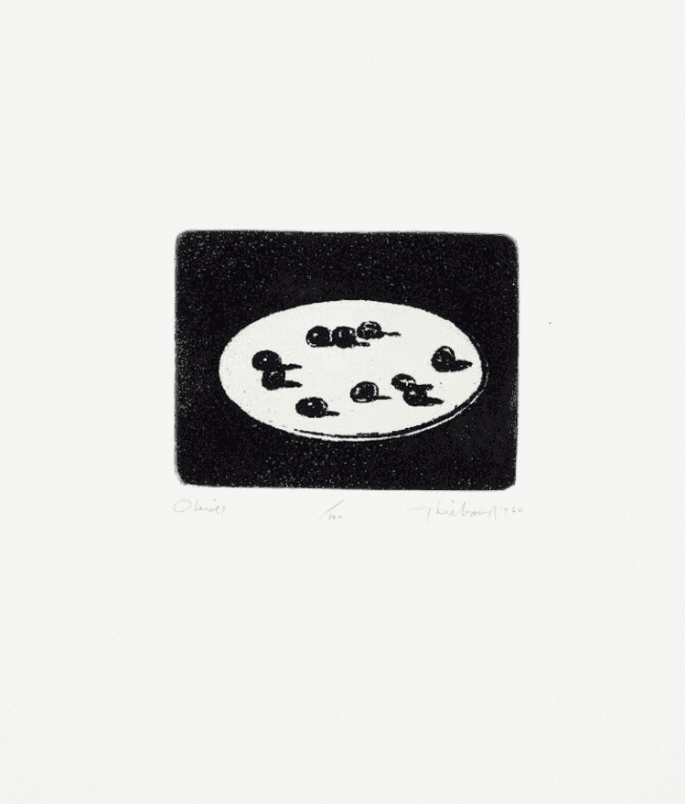 Wayne Thiebaud, ‘Olives’, 1964, Print, One-color etching on Rives BFK paper, null, Numbered