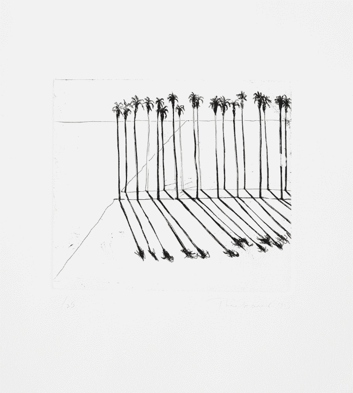 Wayne Thiebaud, ‘Palms’, 1965, Print, Etching on Rives BFK paper, null, Numbered, Dated