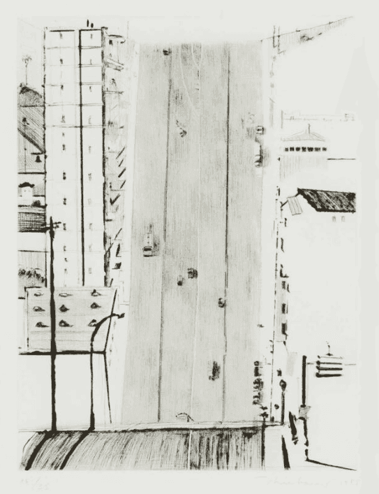 Wayne Thiebaud, ‘Wide Downstreet’, 1985, Print, Drypoint, null, Dated