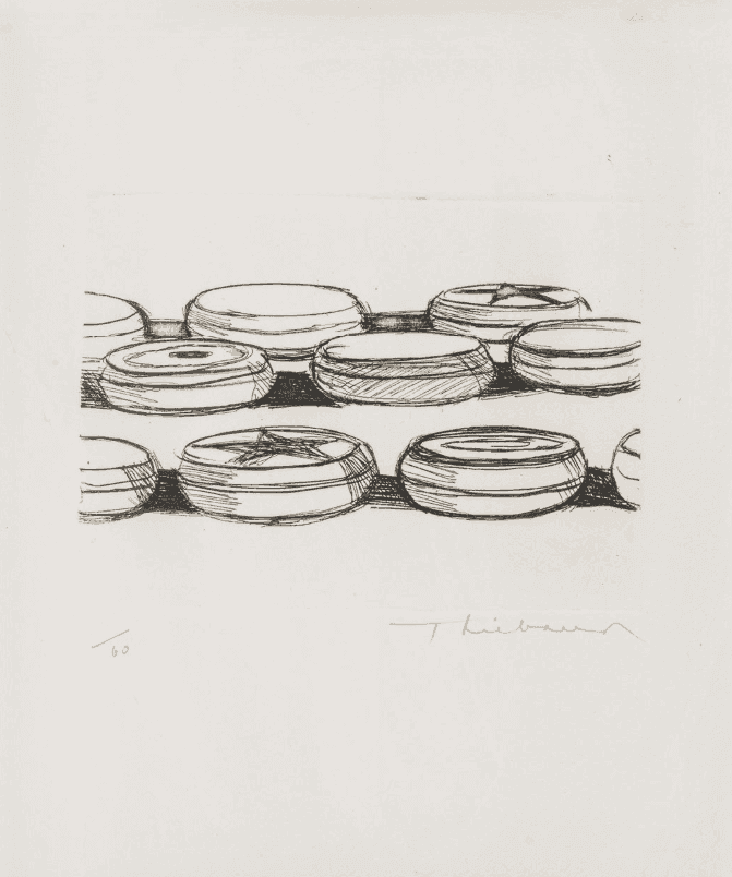 Wayne Thiebaud, ‘Yo-Yos’, 1962, Print, Etching from the Antologia Internazionale dell'Incisione Contemporanea, null, 