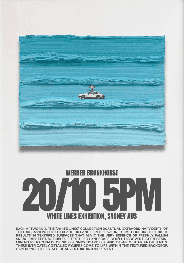 Werner Bronkhorst, ‘White Lines Exhibition Poster’, 07-11-2023, Print, Offset lithograph, Self Released, 