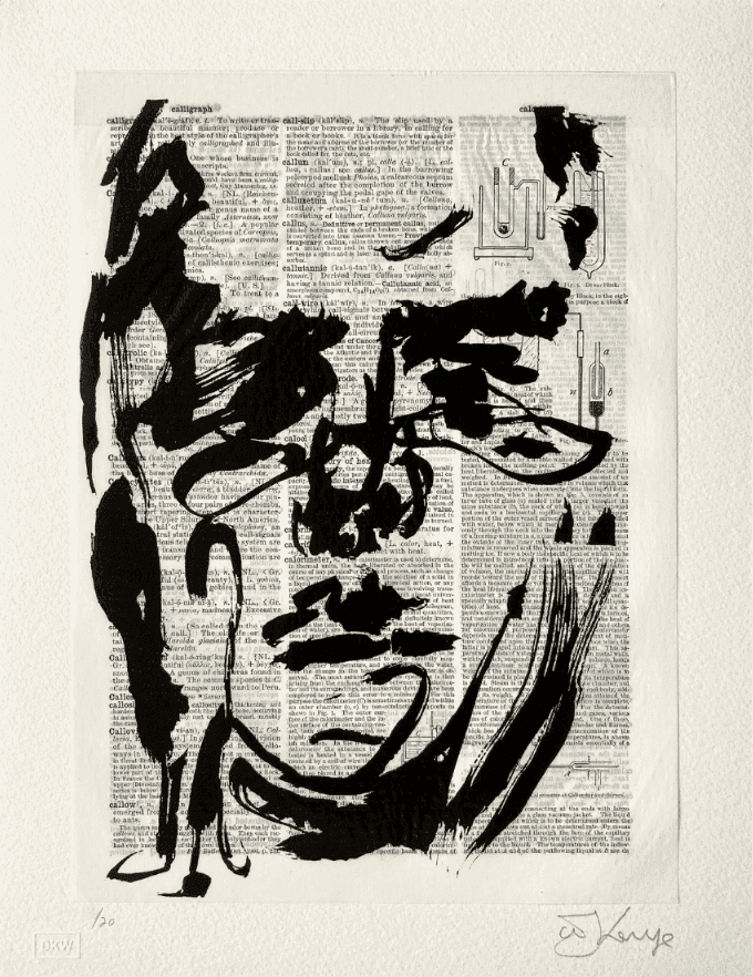 William Kentridge, ‘Universal Archive (Ref.32)’, 2012, Print, Linocut printed on non-archival pages from Shorter Oxford English Dictionary mounted with a single tab to backing sheet of Velin Arches Cover White, 400g, null, Numbered