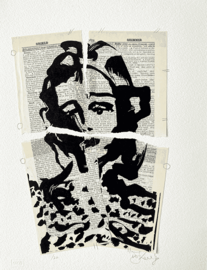 William Kentridge, ‘Universal Archive (Ref.35)’, 2012, Print, Linocut printed on non-archival pages from Shorter Oxford English Dictionary mounted with a single tab to backing sheet of Velin Arches Cover White, 400g, null, Numbered
