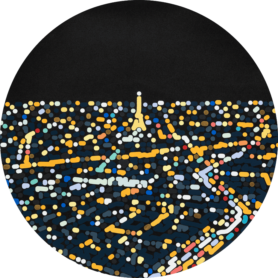 Yoon Hyup (YNHP), ‘Night in Paris - Golden Light’, 26-10-2022, Print, Circular 20-layer silkscreen printed by hand on 300gsm Somerset Satin White paper, Stolen Space, Numbered