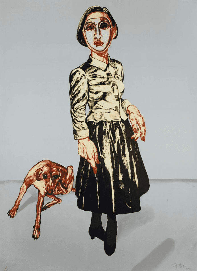 Zeng Fanzhi 曾梵志, ‘Woman and Dog’, 2006, Print, Silkscreen Print, null, Numbered, Dated