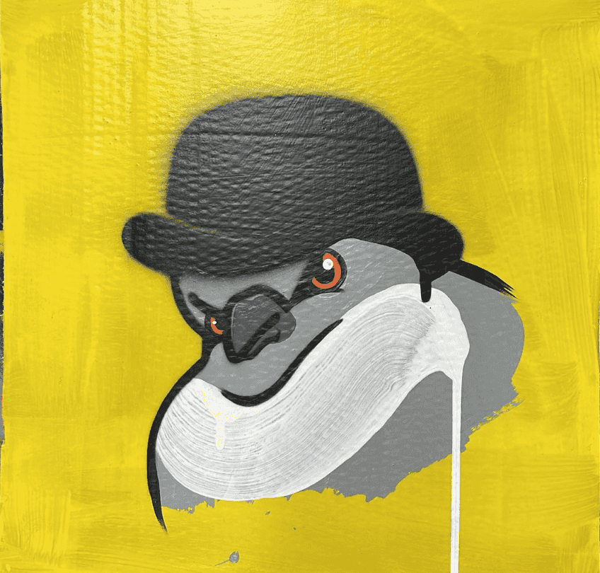 Simon Stephenson, ‘Peck'em London (Yellow)’, 2026, Print, Spray paint and acrylic and lacquer on cardboard, null, 