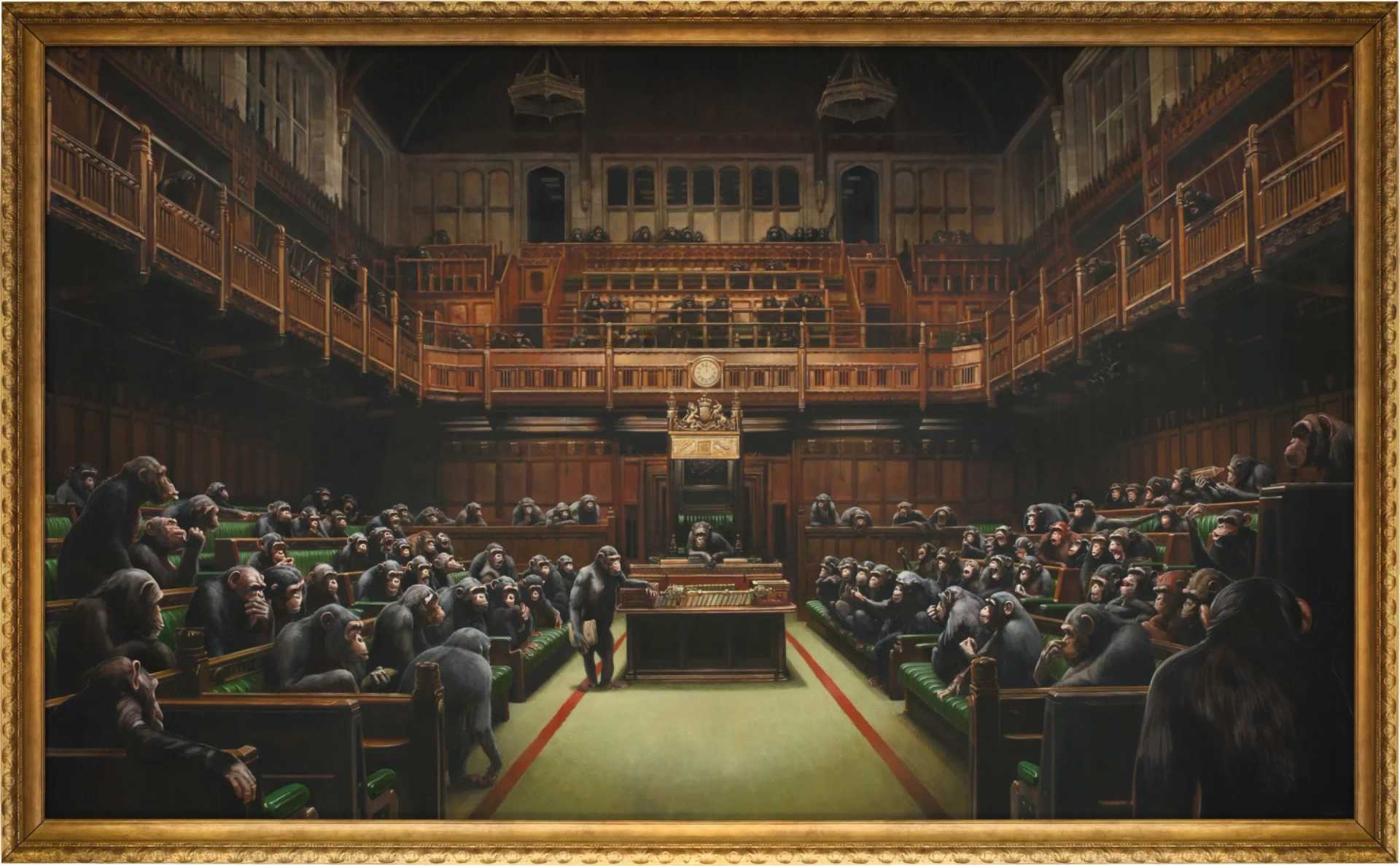 Devolved Parliament, was sold at Sotheby's London for £9.9 million in 2019 | © Banksy