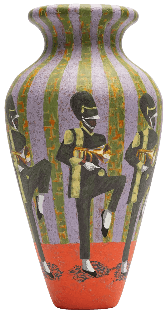 Derek Fordjour, ‘Horn Trot Round’, 2025, Sculpture, Ceramic amphora, individually hand-painted with acrylic paint and finished with a matte sealant, Avant Arte, 