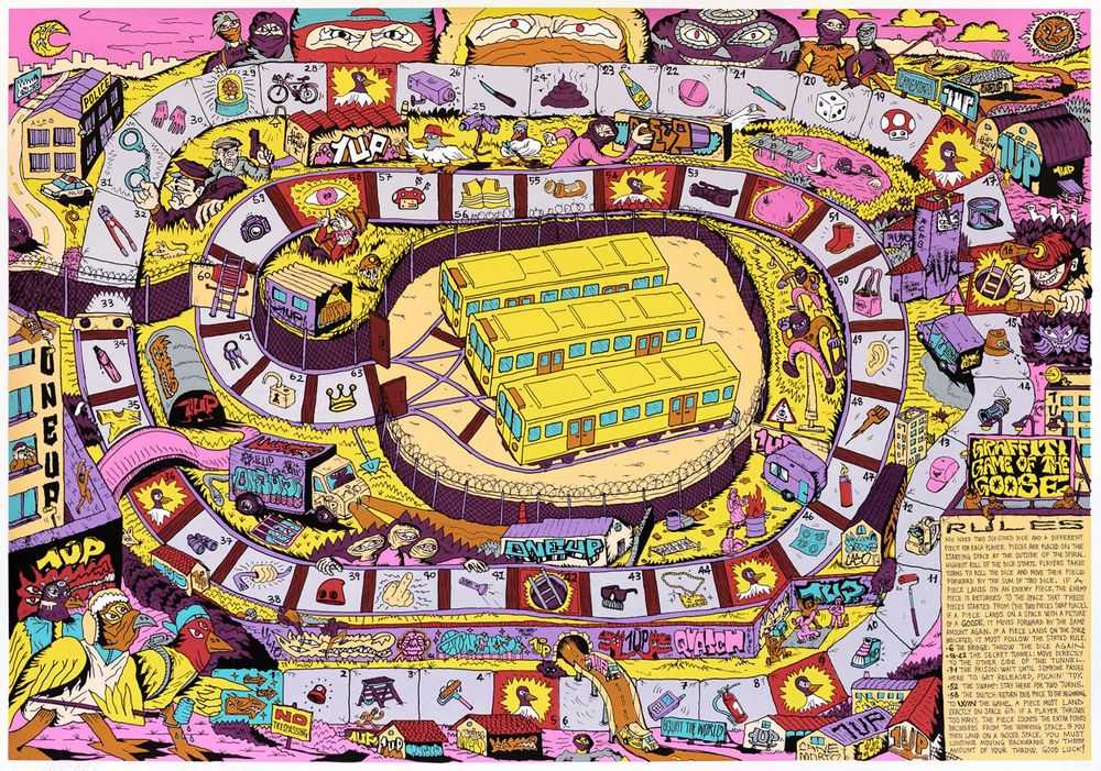 1UP, ‘The Graffiti Game Of The Goose’, 24-04-2021, Print, Screenprint, 9 layers on Old Mill white paper, 300gr, Galleria Varsi, Numbered