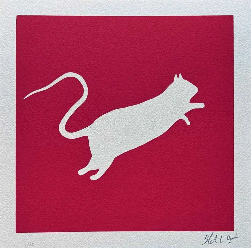 Blek le Rat, ‘White Rat (On Red Backround)’, 2020, Print, Two colour screen print on 300g Arches paper , null, Numbered