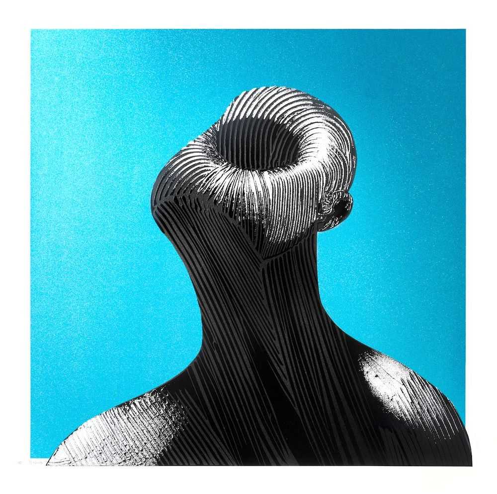 Adam Neate, ‘Imploding Head (Metallic Blue & Black)’, 29-09-2016, Print, Four layered silkscreen printed on Somerset Tub Sized Satin 410 gsm paper, Elms Lesters, Numbered