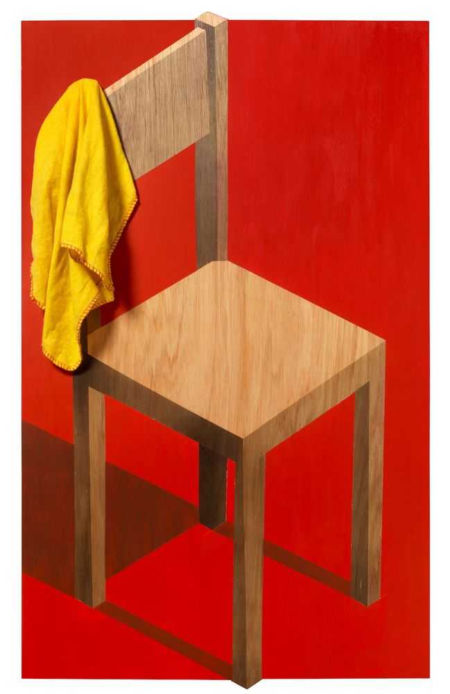 Adam Neate, ‘The Wooden Chair’, 22-09-2012, Print, Silkscreen on oak veneer with fabric, Elms Lesters, 