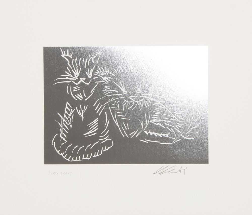 Ai Weiwei, ‘Cats (Silver Edition)’, 2024, Print, Silver Foil Block on Saunders Waterford 300gsm, null, Numbered, Dated