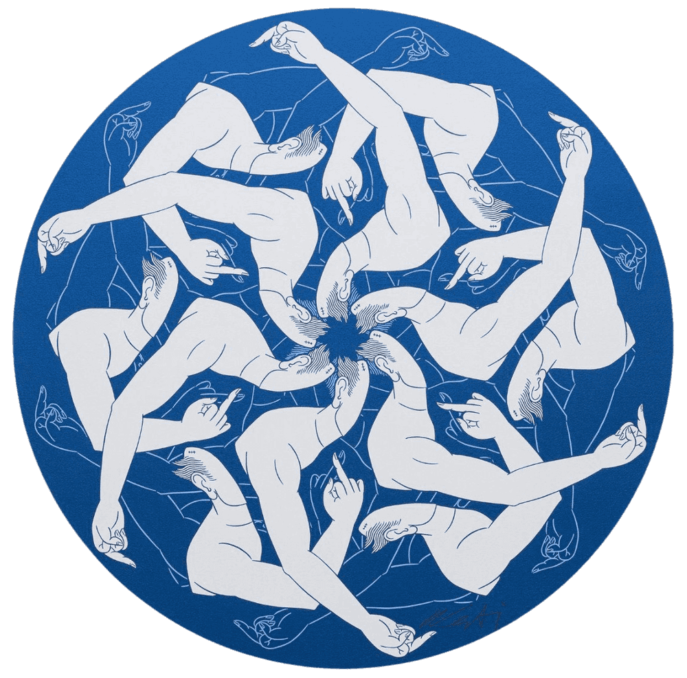 Ai Weiwei, ‘Circle in Blue’, 2024, Print, 3-colour silkscreen including metallic pigment printed in 11 layers on 600gsm Somerset Tub Sized Radiant white 600gsm paper, die-cut to circle, Avant Arte, Numbered, Framed