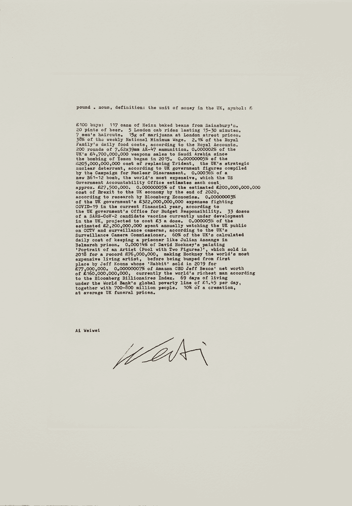 Ai Weiwei, ‘£ (Pound)’, 12-10-2021, Print, Copperplate etching with deckled edges, CIRCA, 