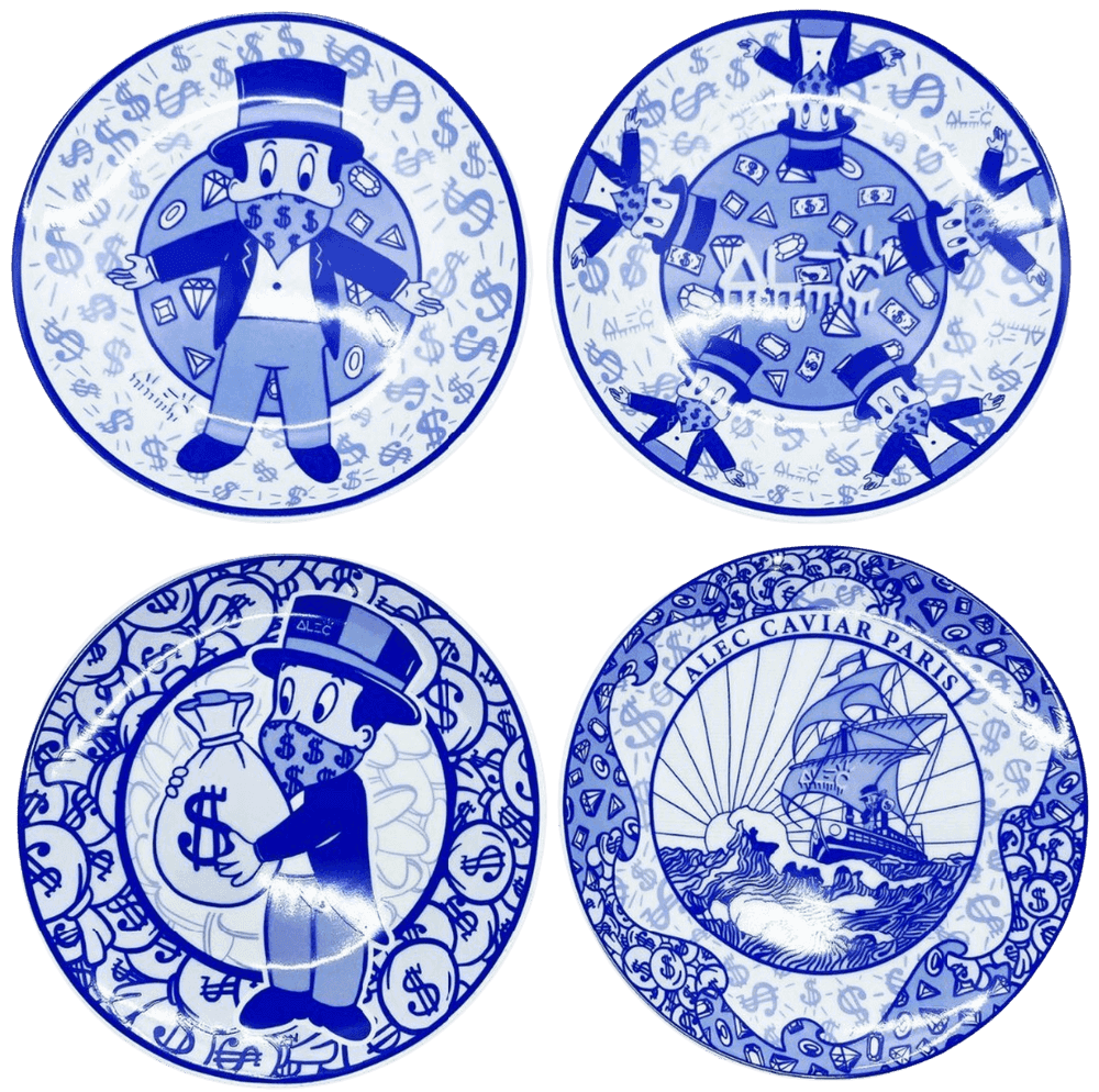 Alec Monopoly, ‘4 Plate Set’, 2020, Collectible, Ceramic, ArtLife, 