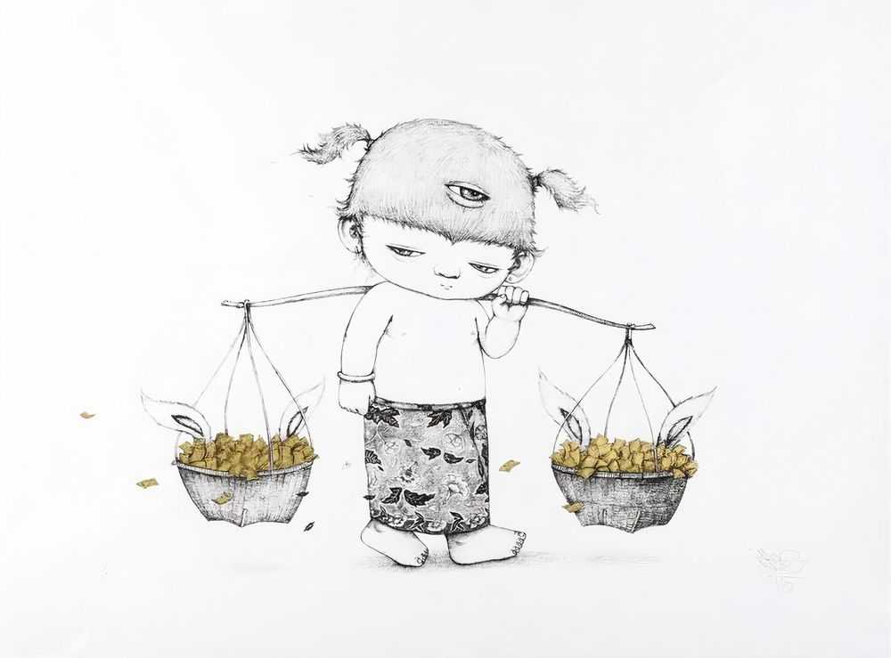 Alex Face, ‘Basket (Gold Leaf)’, 13-06-2016, Print, Hand pulled silkscreen on 280grm watercolour stock, Souled Out Studios, Numbered