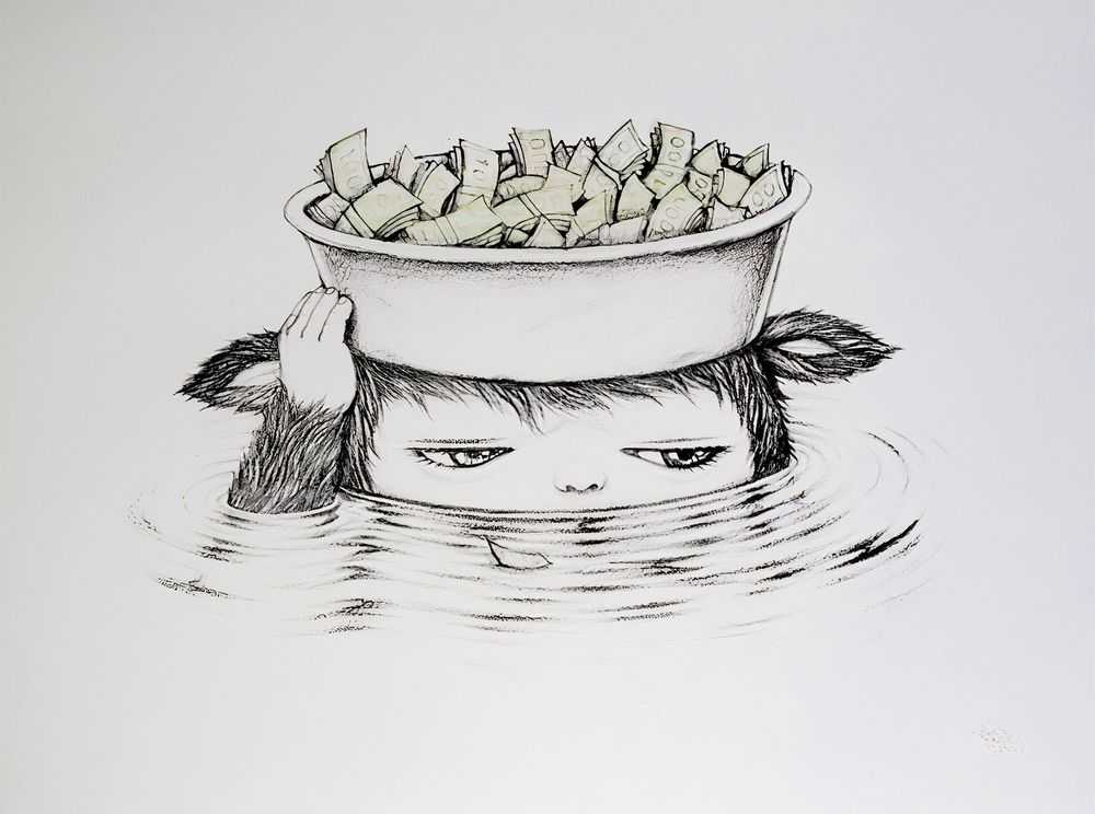 Alex Face, ‘Flooding’, 06-08-2012, Print, hand-finished one colour hand pulled screenprint, with watercolour background, Souled Out Studios, Numbered, Handfinished