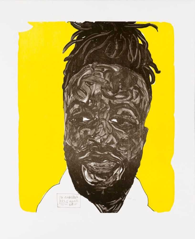 Amoako Boafo, ‘Self portrait (Yellow)’, 2020, Print, Original lithograph on paper, Mariane Ibrahim, Numbered