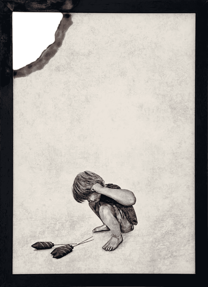 Andrew Scott, ‘Firework’, 2024, Print, Giclée on 310 gsm Etching Rag Paper with hand burnt frame, Stowe Gallery, Numbered, Framed