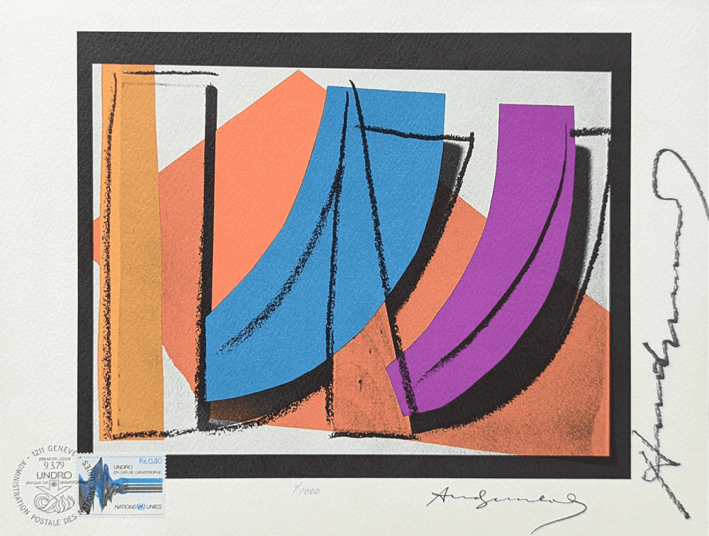 Andy Warhol, ‘U.N. Stamp (FS II.185)’, 1979, Print, Offset lithograph on Rives paper, United Nations Disaster Relief Organization, Numbered