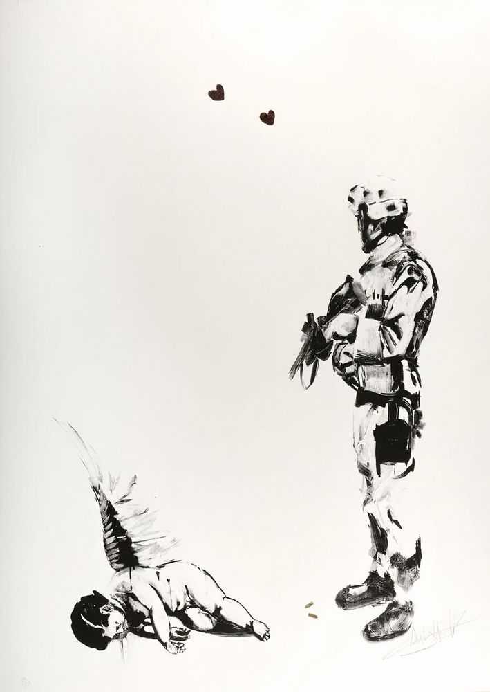 Antony Micallef, ‘Friendly Fire’, 07-12-2006, Print, 3 colour screenprint on 250gsm archival fancy art stock. Hand-finished colouring by the artist, Pictures On Walls, Numbered, Handfinished