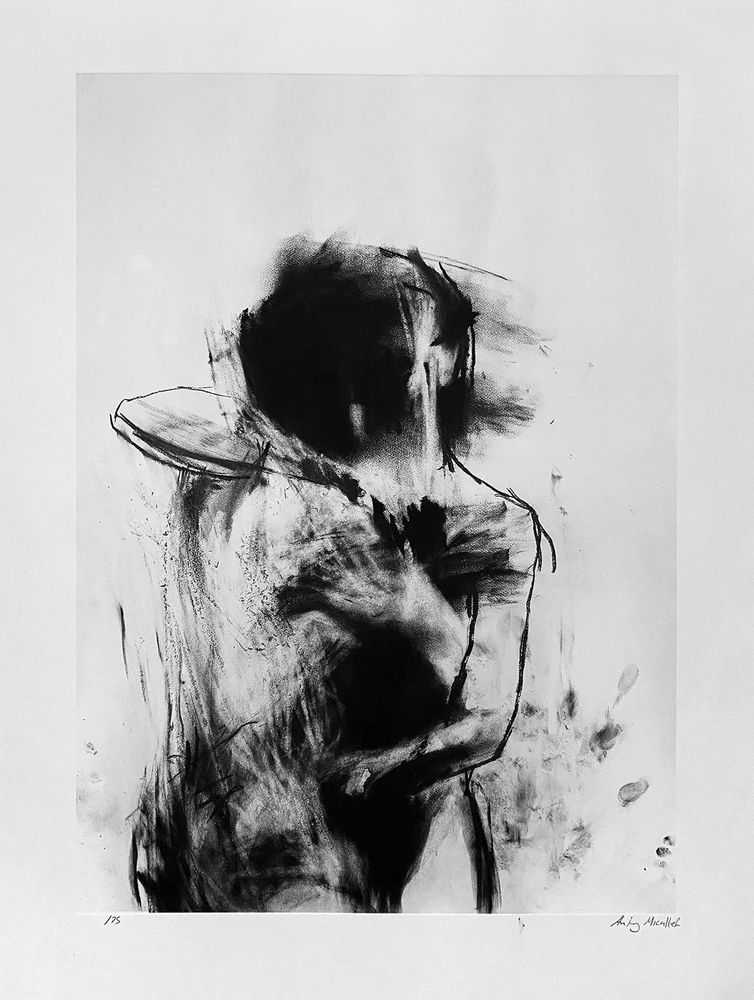 Antony Micallef, ‘Study of an Embrace’, 2020, Print, 2 Colour Lithograph on Somerset Tub Sized 410gsm, embossed with torn edges and hand finished with charcoal, Self Released, Numbered