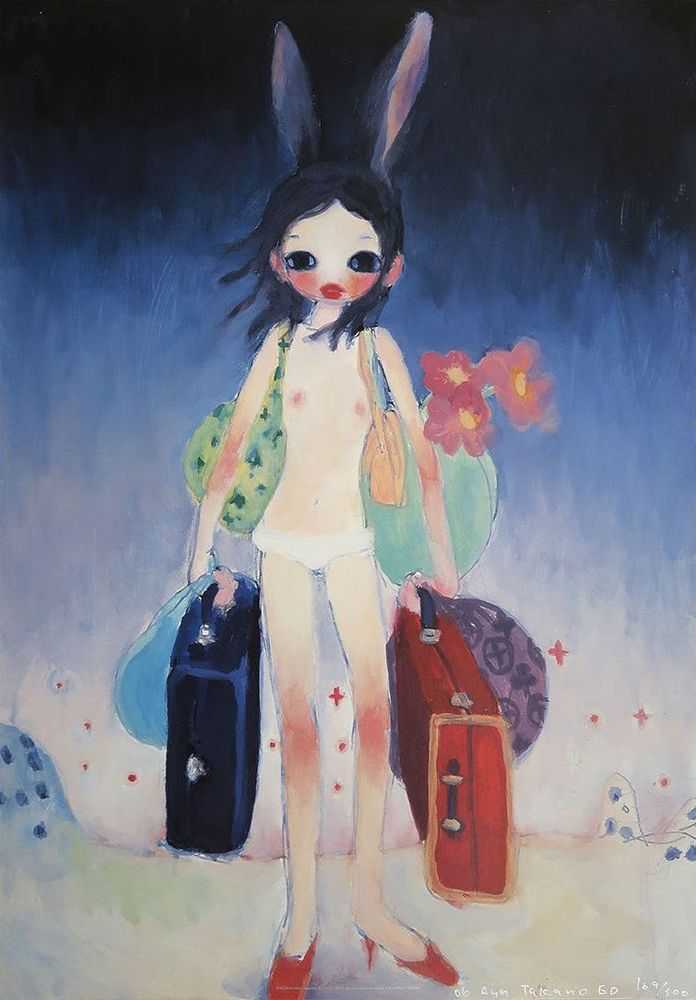 Aya Takano, ‘Mail Mania Mami, Standing in a Stom’, 2001, Print, Offset lithograph in colours on smooth wove paper, Kaikai Kiki, Numbered, Dated