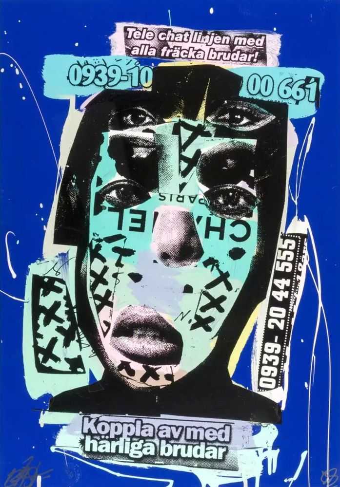 Bäst, ‘Calling Card’, 21-05-2009, Print, Two colour screenprint, each hand painted on blue gloss vinyl paper, Pictures On Walls, Numbered, Handfinished