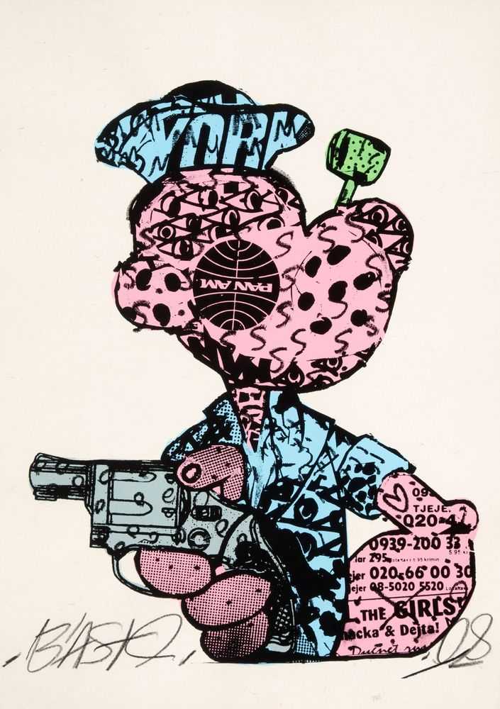 Bäst, ‘Popeye’, 09-12-2008, Print, Two colour screenprint, each hand painted on recycled straw paper, Pictures On Walls, Numbered, Handfinished