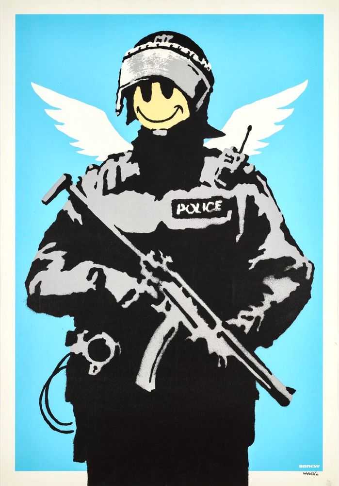 Banksy, ‘Flying Copper (Signed)’, 2003, Print, Screenprint on paper, Pictures On Walls, Numbered, Dated