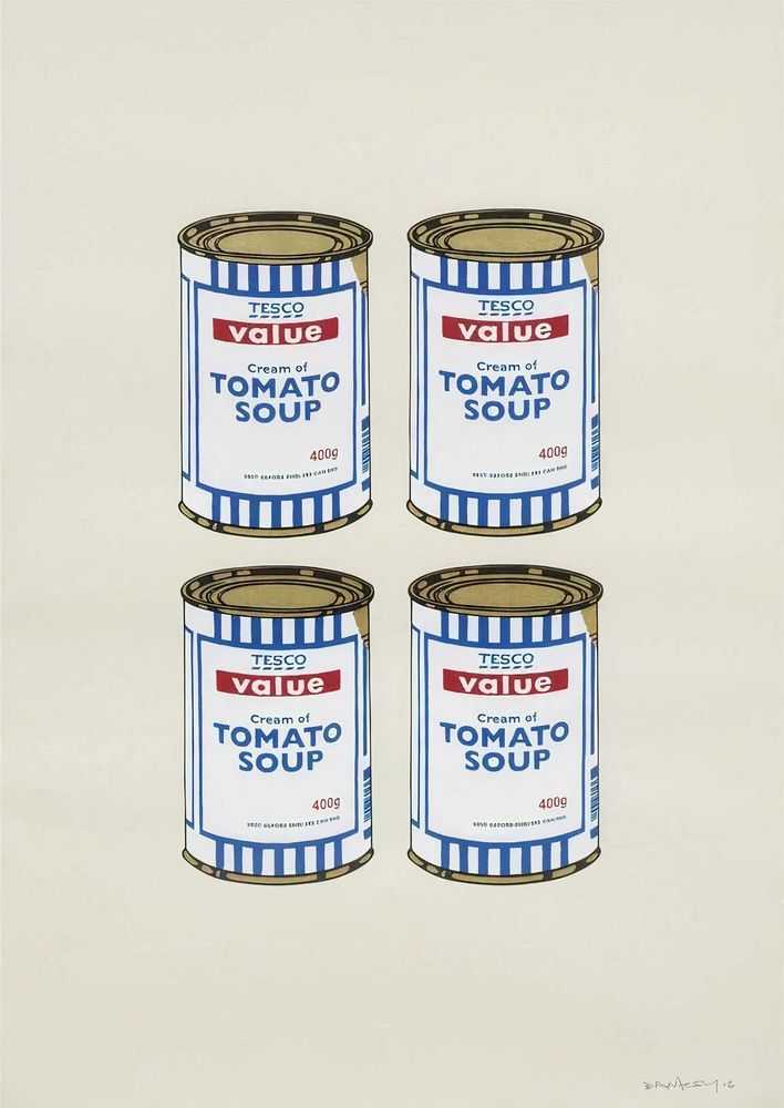 Banksy, ‘Four Soup Cans (Cream)’, 2006, Print, Hand pulled screenprint using light fast inks on heavy untreated 250mg cartridge paper, Lazinc, Numbered, Dated