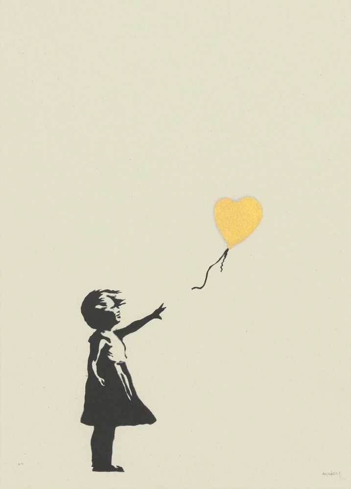 Banksy, ‘Girl With Balloon (Gold Artist Proof)’, 2015, Print, Screenprint in black and gold on wove paper, Pictures On Walls, Numbered