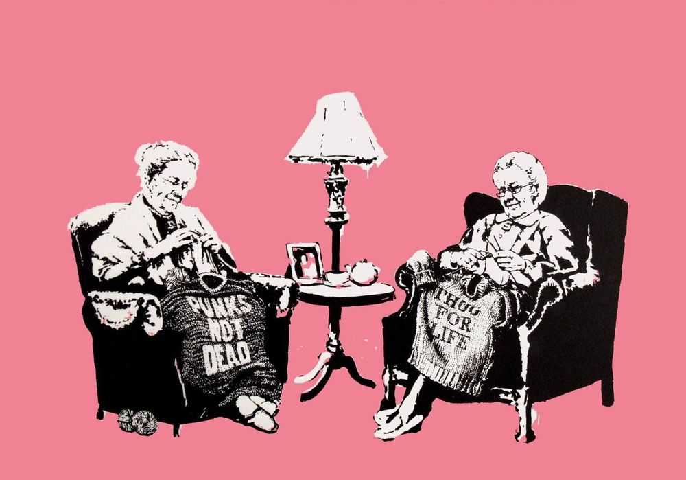 Banksy, ‘Grannies (Unsigned LA Version)’, 2006, Print, Screenprint in colours on wove paper, Modern Multiples, Numbered