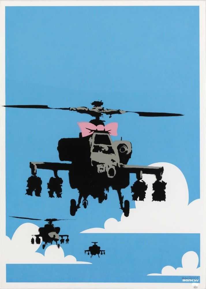 Banksy, ‘Happy Choppers (Signed)’, 2003, Print, Screenprint on paper, Pictures On Walls, Numbered, Dated