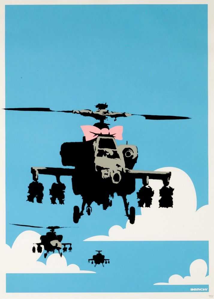 Banksy, ‘Happy Choppers (Unsigned)’, 2003, Print, Screenprint on paper, Pictures On Walls, Numbered