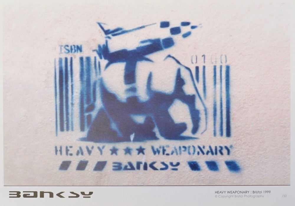Banksy, ‘Heavy Weaponry (Colour Offset Print)’, 1999, Print, Color offset print, Bristol Photography, Numbered