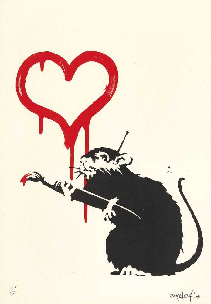Banksy, ‘Love Rat (Signed)’, 2004, Print, Screenprint on paper, Pictures On Walls, Numbered, Dated