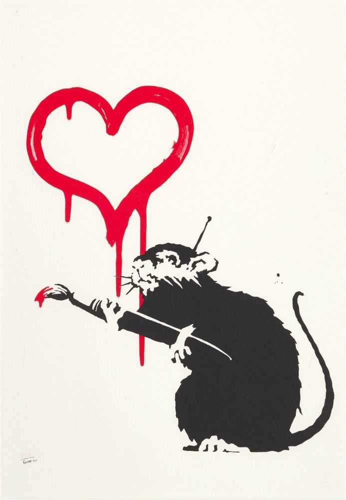 Banksy, ‘Love Rat (Unsigned)’, 2004, Print, Screenprint on paper, Pictures On Walls, Numbered