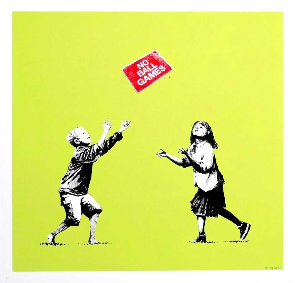 Banksy, ‘No Ball Games (Green)’, 2009, Print, Screenprint in colours on wove paper, Pictures On Walls, Numbered