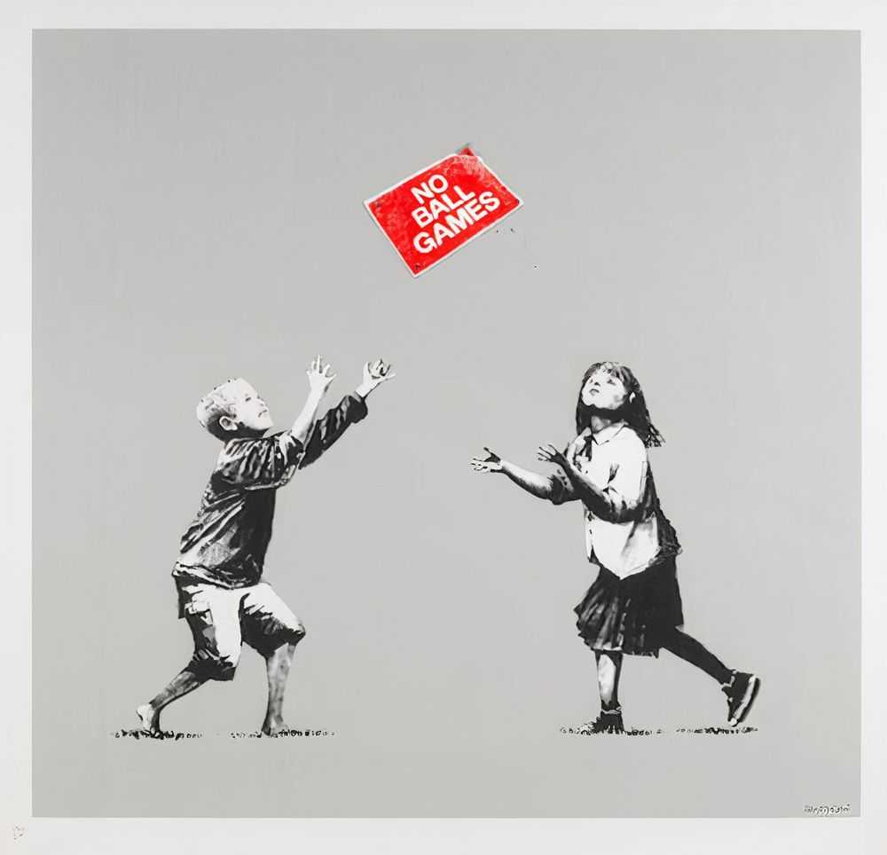 Banksy, ‘No Ball Games (Grey)’, 2009, Print, Screenprint in colours on wove paper, Pictures On Walls, Numbered